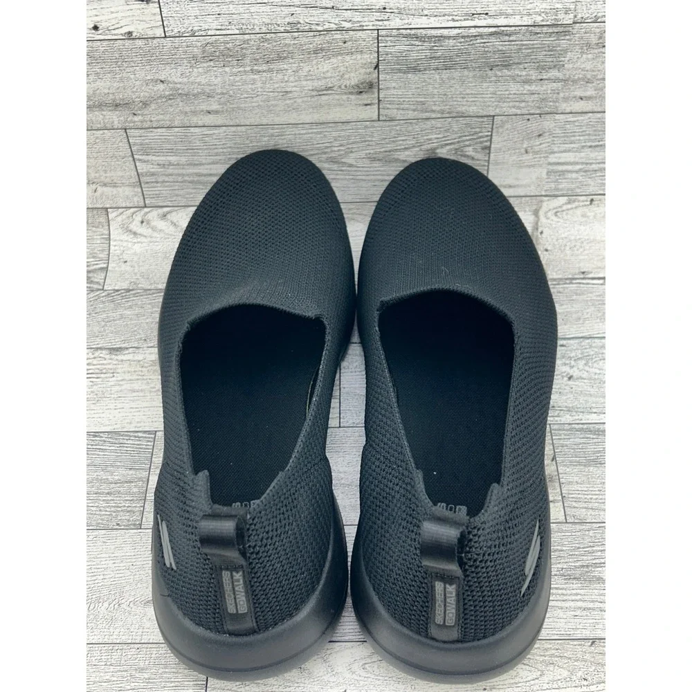 Skechers Go Walk Joy Stretch Fit Black Slip On Shoes 124187W Womens Sz 9.5 Wide